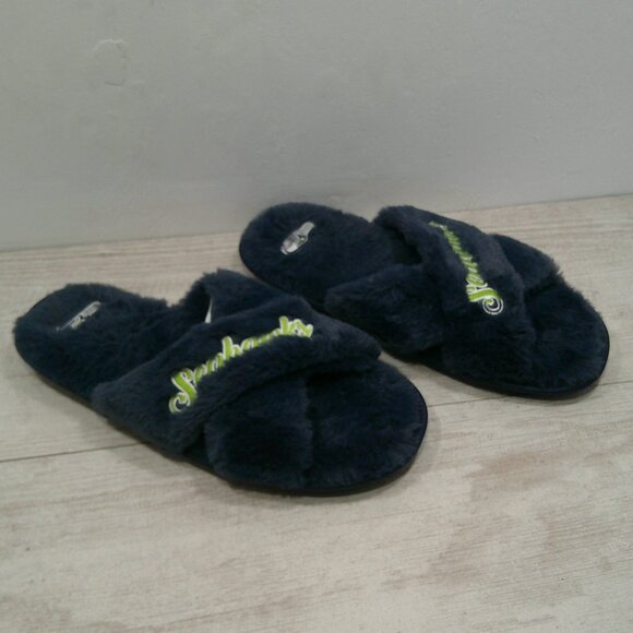 NFL Team Seattle Seahawks Fuzzy Cross Slide Slippers Size 11 - 12 | XL - Picture 9 of 13